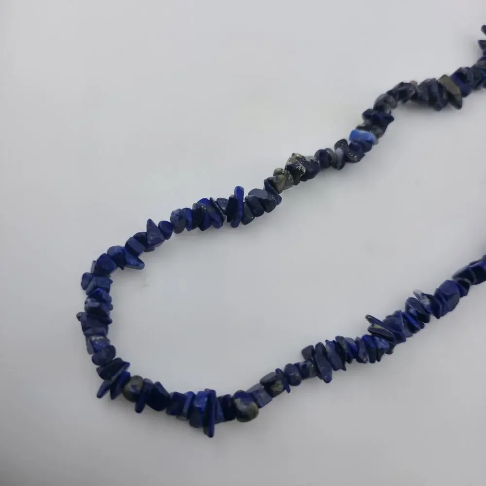 Lapis Lazuli Chip Bead Multi Strand Necklace & Dangle Earrings Set